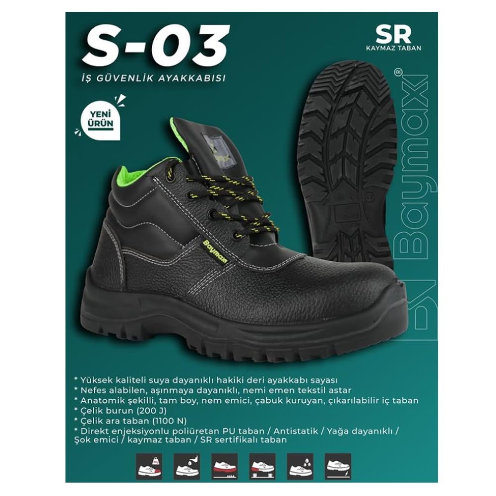 Baymax S-03 S2 Çelik Burunlu Deri İş Botu küçük görsel