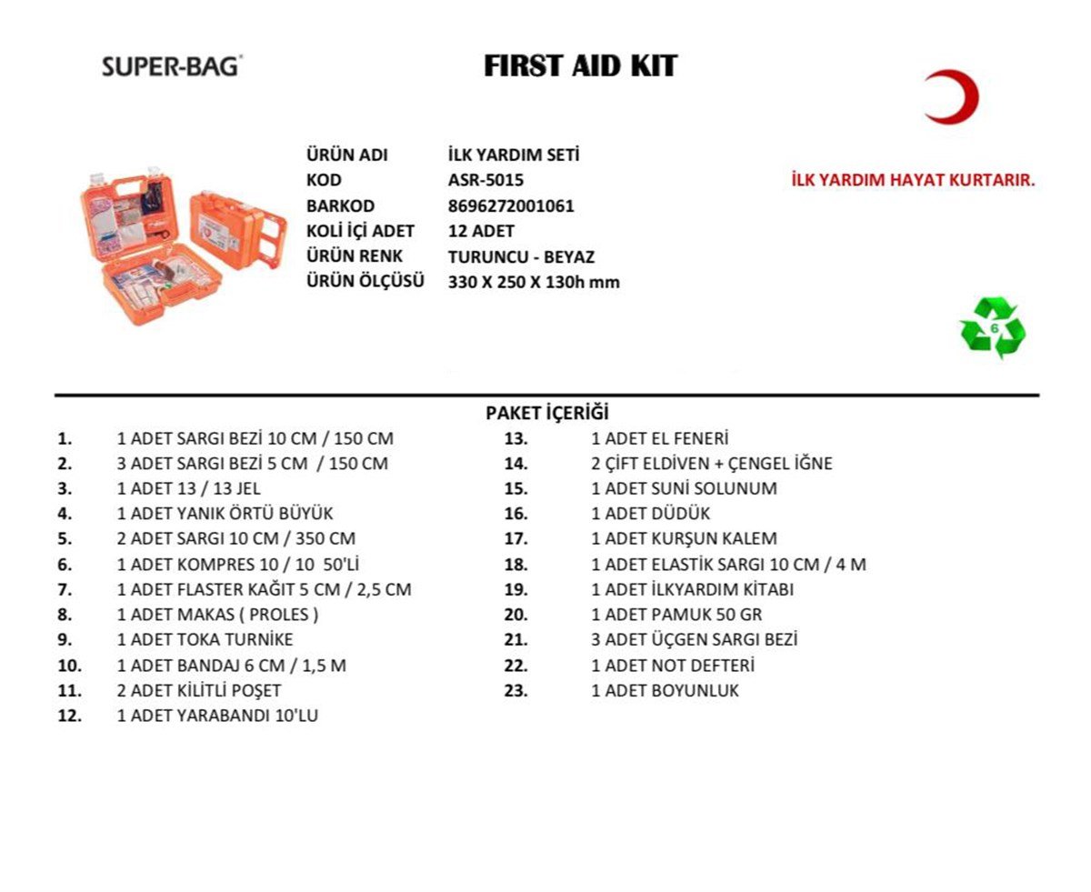 İlk Yardım Çantası Taşınabilir ASR-5015 küçük görsel
