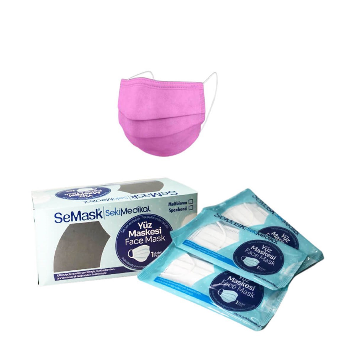 Semask Full Ultrasonic Meltblownlu Telli Cerrahi Yüz Maskesi Tekli Paketli - 25 Adet Sarı küçük görsel