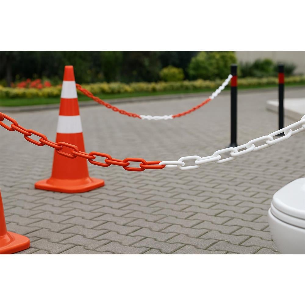 Plastik Zincir Kırmızı Beyaz 6mm (mt) küçük görsel