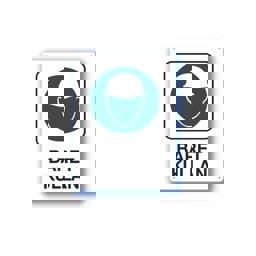 Metal İş Güvenliği Uyarı Levhası - Baret Kullan 25,5X36 Cm 551817 görseli