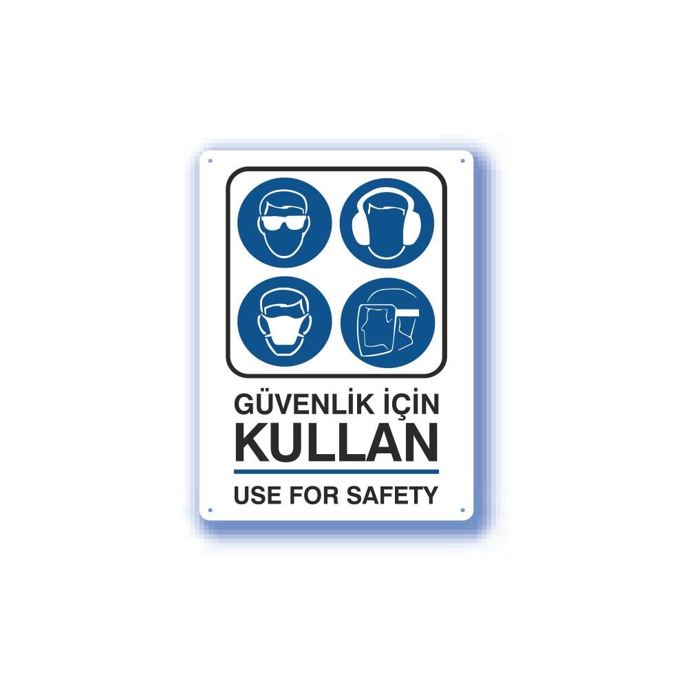 Metal İş Güvenliği Uyarı Levhası - Güvenlik İçin Kullan 25,5X36 Cm 551831 küçük görsel