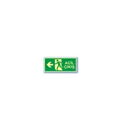 Karanlıkta Işıldayan Pvc Uyarı Levhası - Çıkış Sol 11,5X25 Cm 552579 görseli