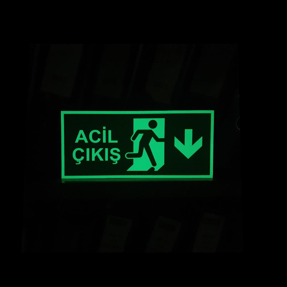 Karanlıkta Işıldayan Pvc Uyarı Levhası - Çıkış Devam 11,5X25 Cm 552586 küçük görsel