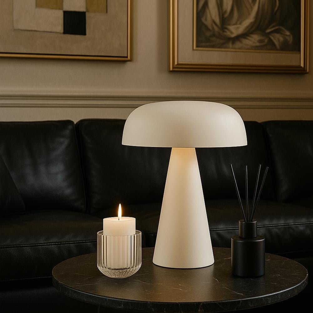 Forlife Porcini Dekoratif Şarjlı Masa Lambası Krem Fl-8086 küçük görsel