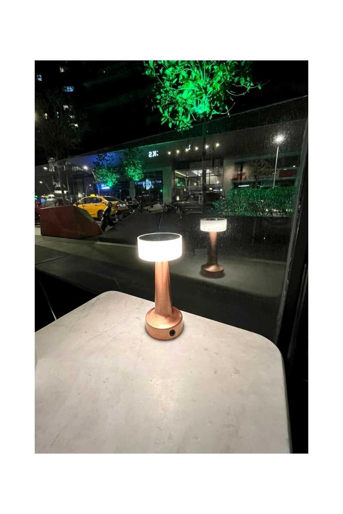 Forlife Şarjlı Led Masa Lambası ve Abajur Bakır Fl-8060 küçük görsel