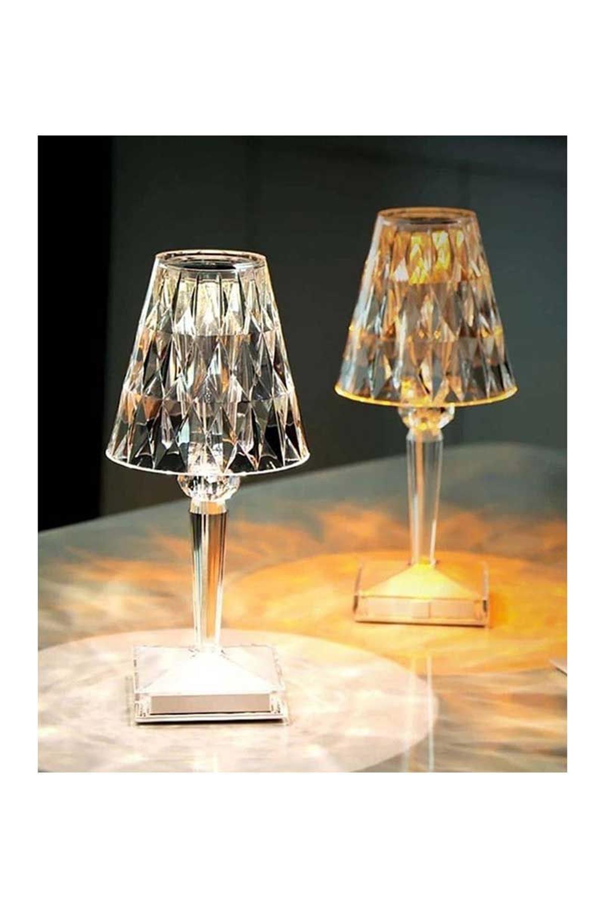 Forlife Kristal Şarjlı Led Masa Lambası ve Abajur Fl-8074 küçük görsel