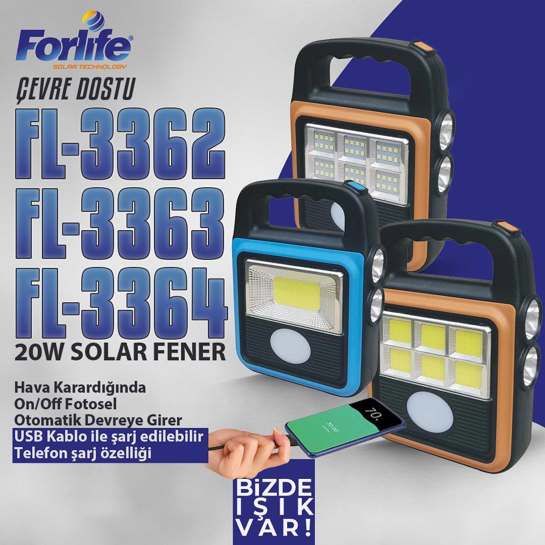 Forlife Solar El Feneri ve Işıldak 20W FL-3364 küçük görsel