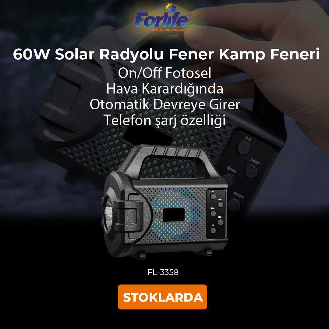 Forlife Solar Radyolu El Feneri 60W FL-3358 küçük görsel