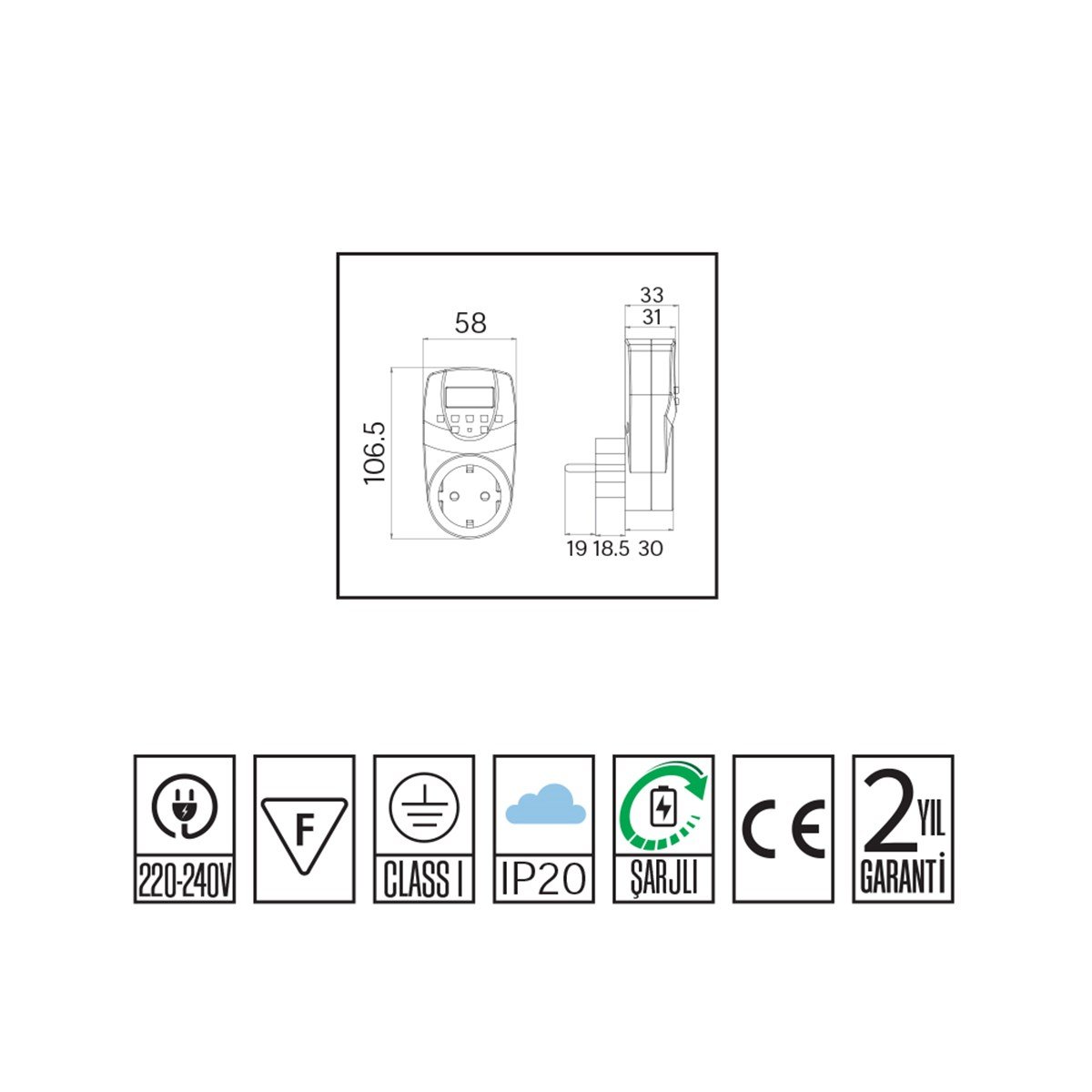 Horoz Timer-2 1780w Dijital Haftalık Zaman Saati küçük görsel
