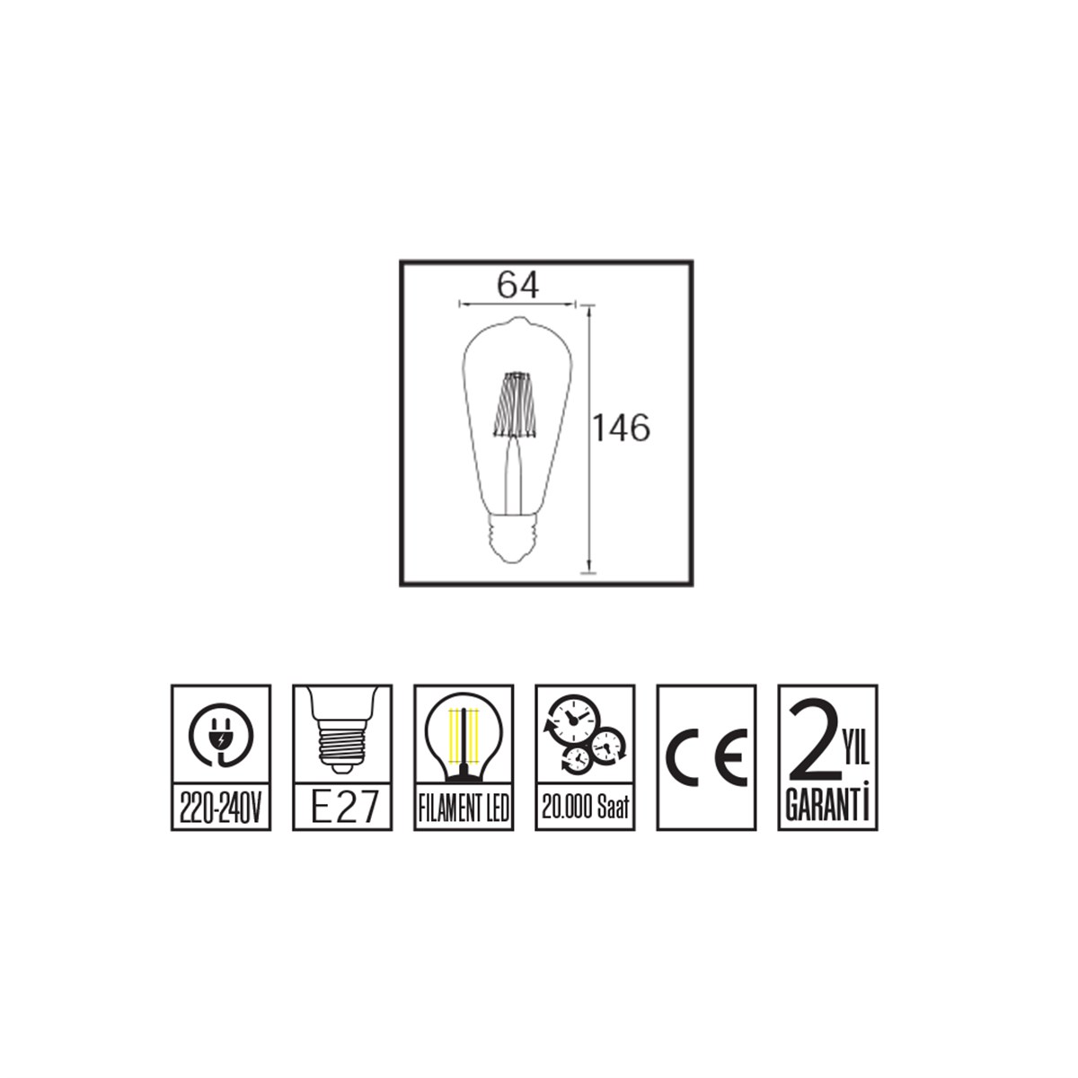 Horoz Rustic Crystal 6w Led Ampul 2200k Amber küçük görsel