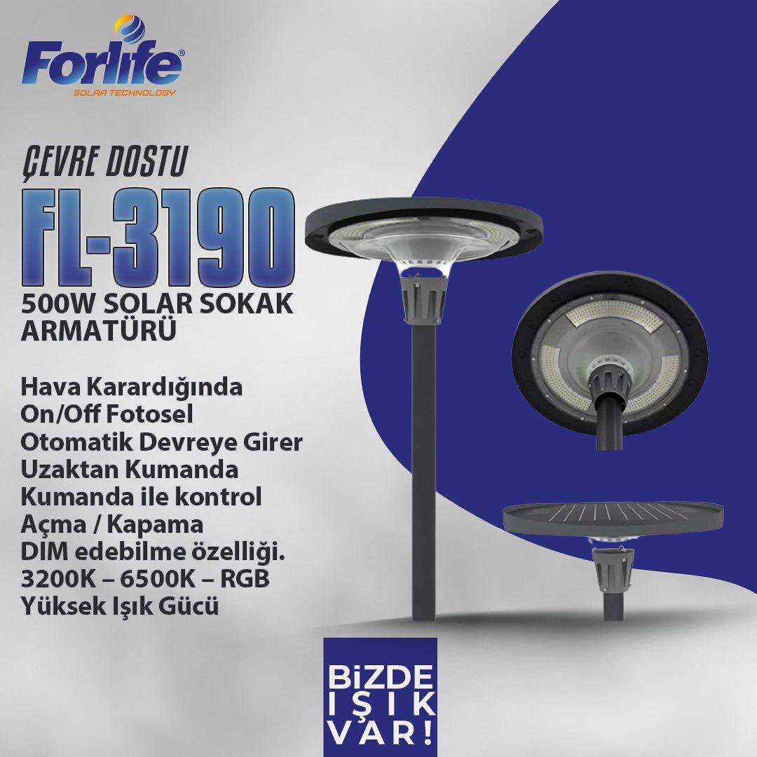 Forlife Solar Alüminyum Aydınlatma Direği 500W FL-3190 D1 küçük görsel