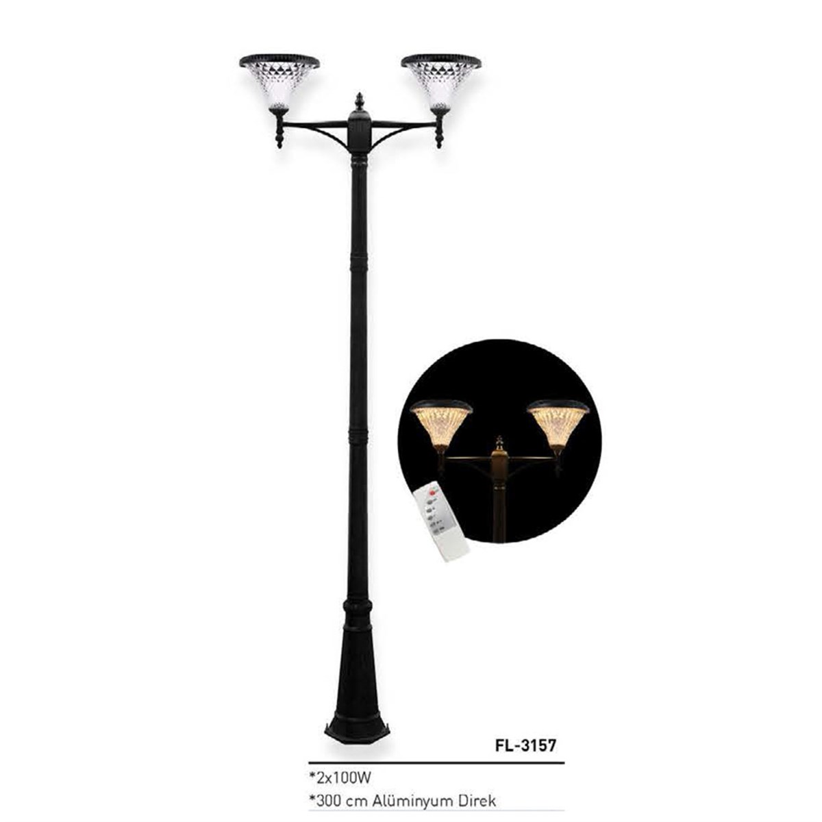 Solar Güneş Enerjili Sokak Armatürü 3X100W Fl-3158 küçük görsel