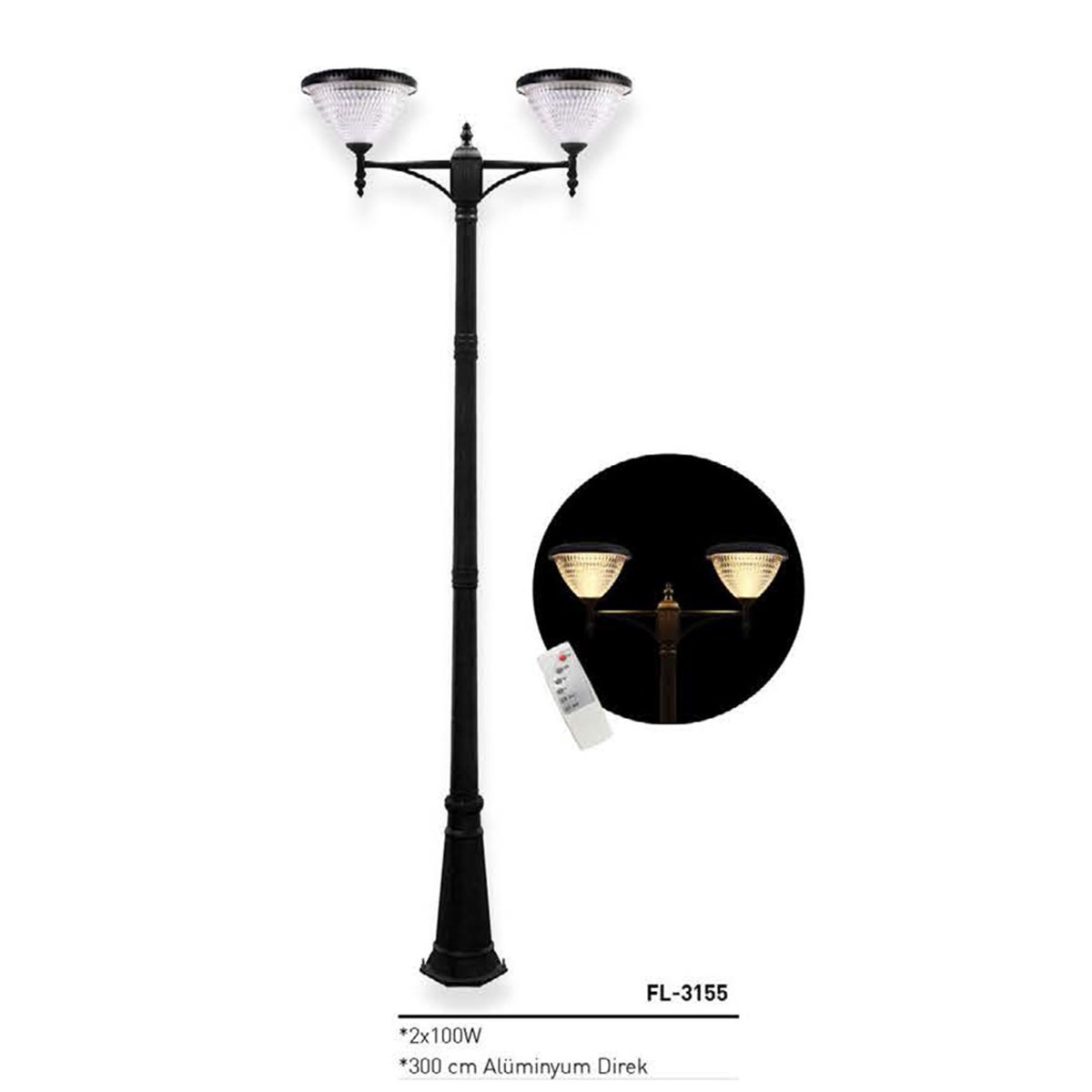 Solar Güneş Enerjili Sokak Armatürü 3X100W Fl-3158 küçük görsel