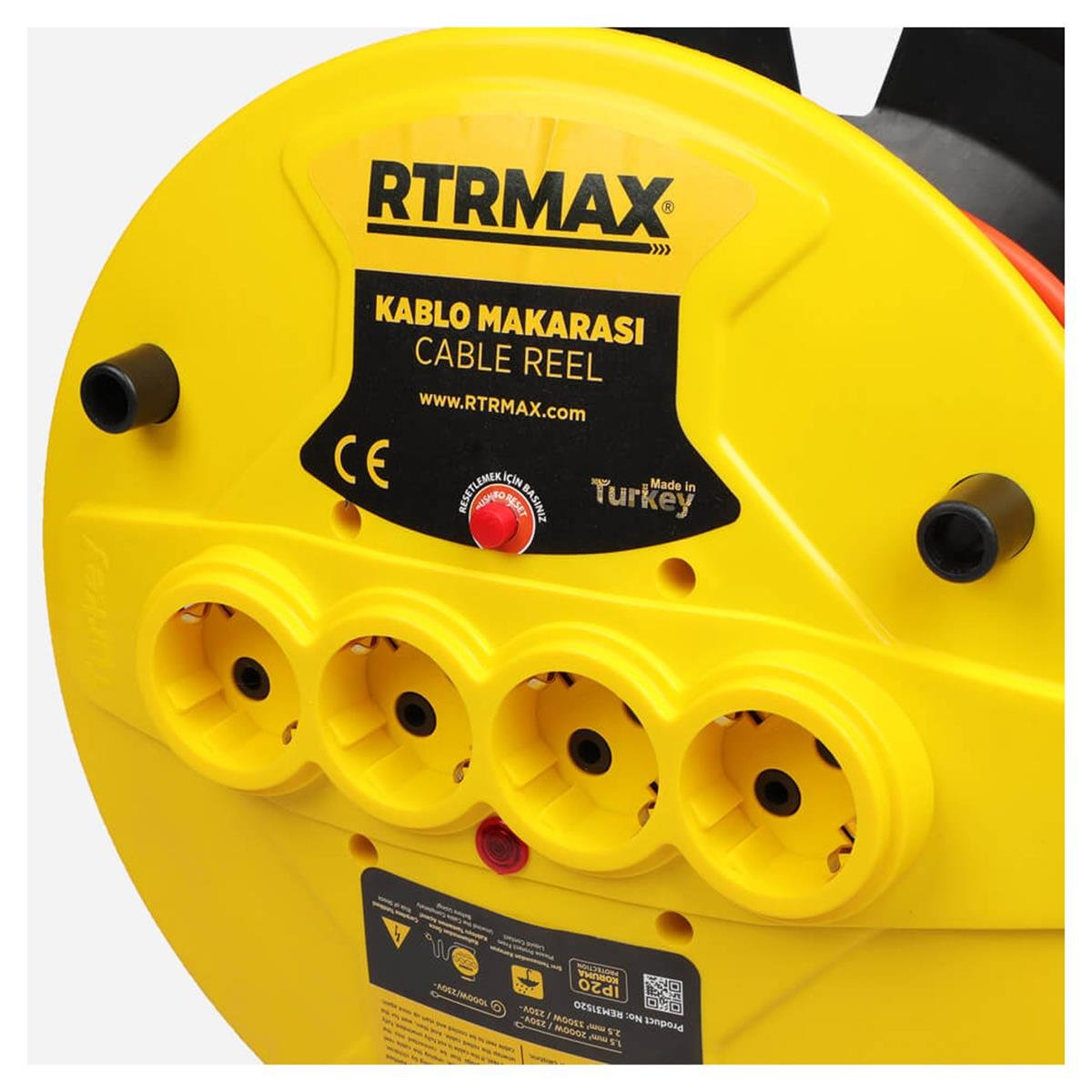 Rtrmax Rem31520 Seyyar Makaralı Uzatma Kablosu 3x1,5mmx20mt küçük görsel