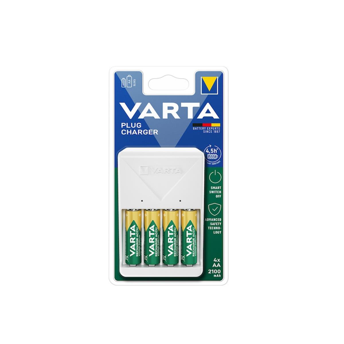 Varta Plug Şarj Cihazı + 4xaa Pil 2100mah 57657-101-451 küçük görsel
