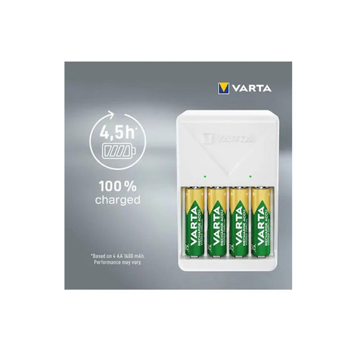 Varta Plug Şarj Cihazı + 4xaa Pil 2100mah 57657-101-451 küçük görsel