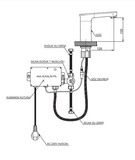 GPD Fotoselli Lavabo Bataryası (Tek Su Girişli) Siyah Flb13-s-2 küçük görsel