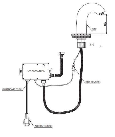 GPD Fotoselli Lavabo Bataryası (Tek Su Girişli) Siyah Flb13-s-2 küçük görsel