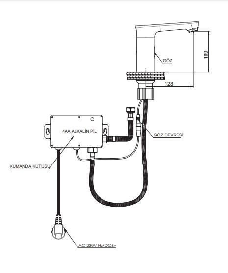 GPD Fotoselli Lavabo Bataryası (Tek Su Girişli) Siyah Flb13-s-2 küçük görsel