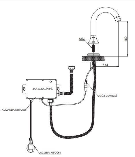 GPD Fotoselli Lavabo Bataryası (Tek Su Girişli) Siyah Flb13-s-2 küçük görsel