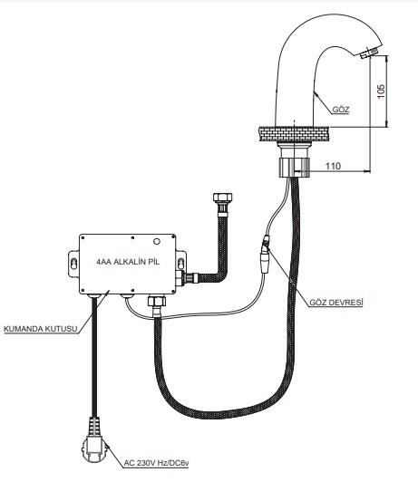 GPD Fotoselli Lavabo Bataryası (Tek Su Girişli) Siyah Flb13-s-2 küçük görsel