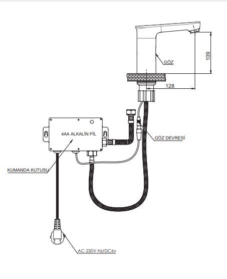 GPD Fotoselli Lavabo Bataryası (Tek Su Girişli) Siyah Flb13-s-2 küçük görsel