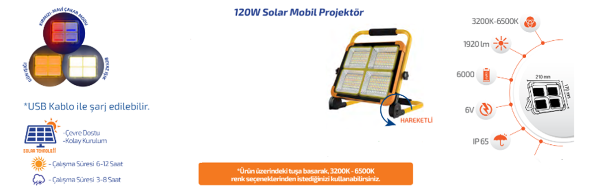 Forlife Solar Mobil Projektör Hareketli 200w Fl-3239 A küçük görsel