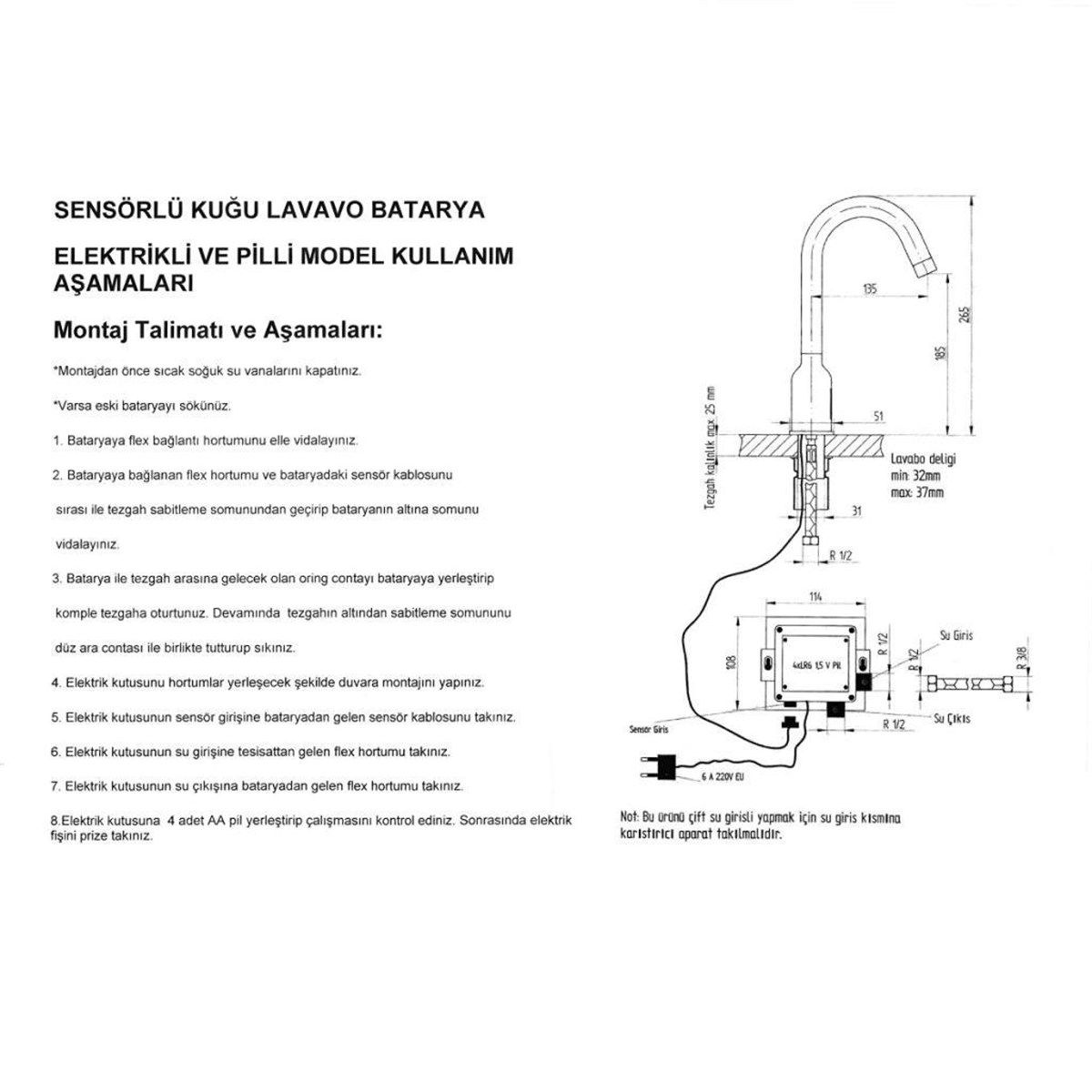 Venezia Kroma Fotoselli Lavabo Bataryası - Tek Su Girişli 5013019 küçük görsel