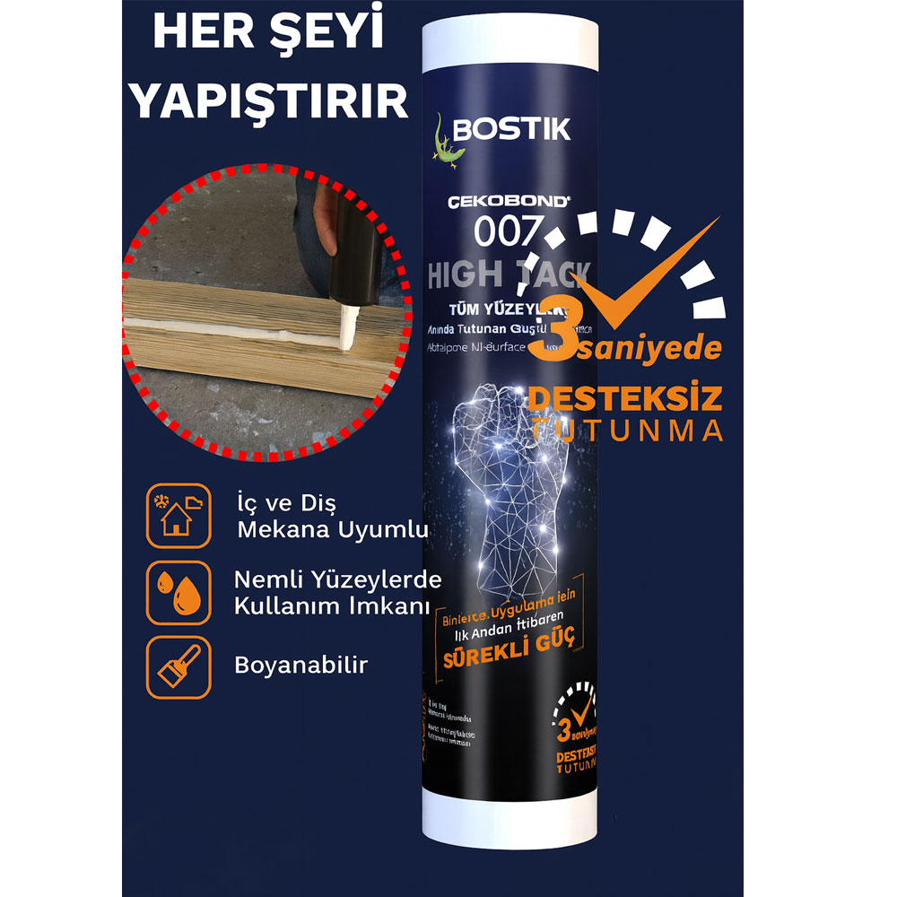 Bostik Çekobond 007 High Tack Çok Amaçlı Süper Yapıştırıcı Beyaz 290 Ml küçük görsel