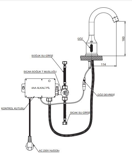 GPD Fotoselli Set Üstü Lavabo Bataryası (Çift Su Girişli) Krom Flb07 küçük görsel