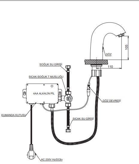 GPD Fotoselli Set Üstü Lavabo Bataryası (Çift Su Girişli) Krom Flb07 küçük görsel
