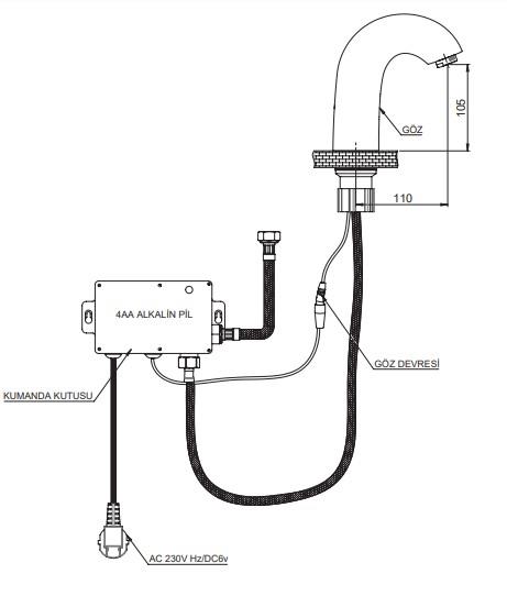 GPD Fotoselli Set Üstü Lavabo Bataryası (Çift Su Girişli) Krom Flb07 küçük görsel