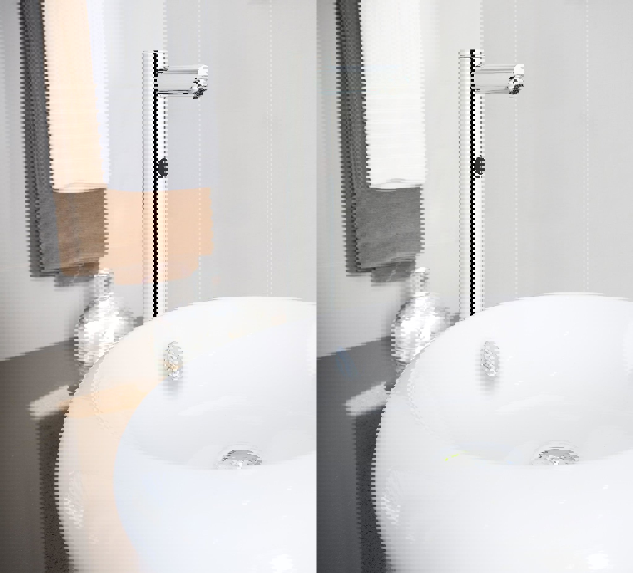 GPD Fotoselli Set Üstü Lavabo Bataryası (Çift Su Girişli) Krom Flb07 küçük görsel