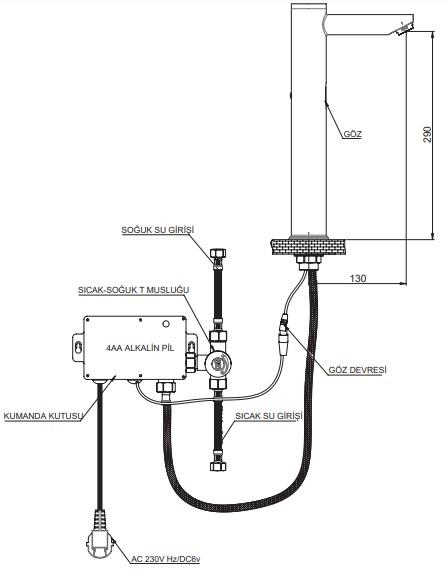 GPD Fotoselli Set Üstü Lavabo Bataryası (Çift Su Girişli) Krom Flb07 küçük görsel