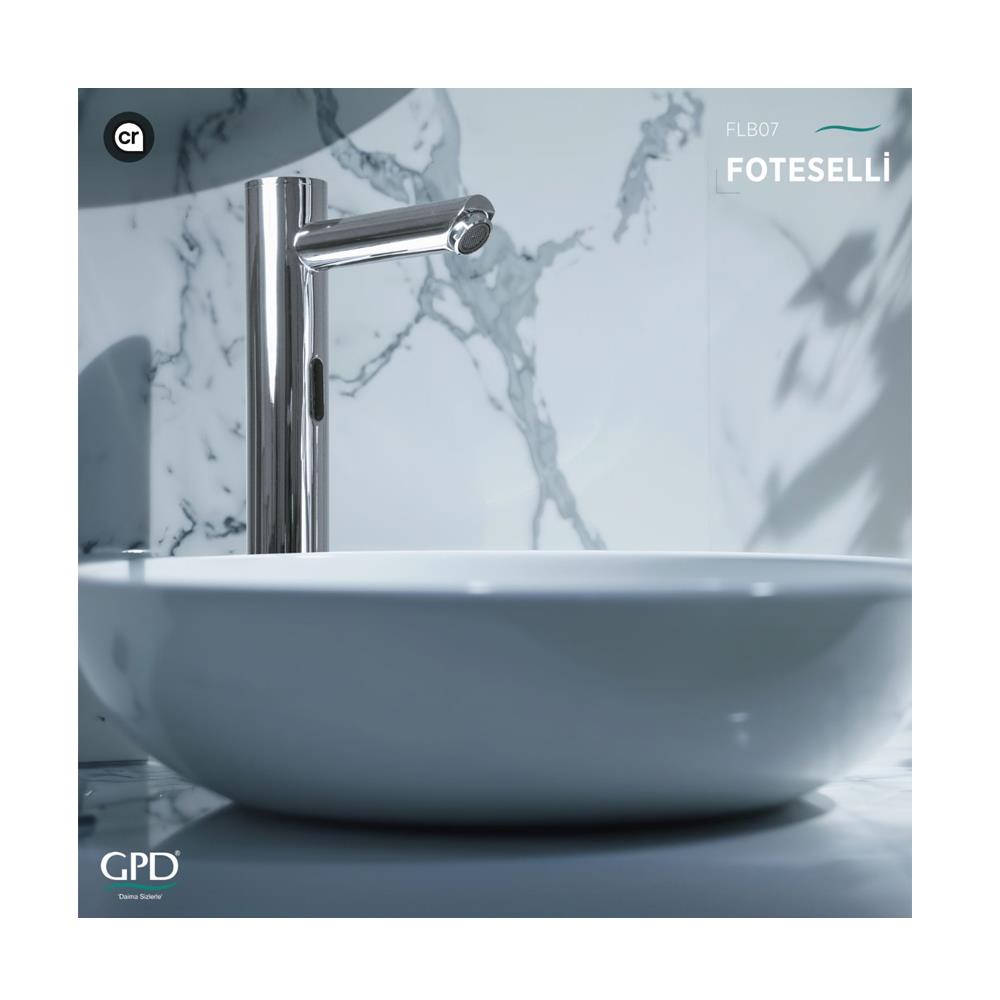 GPD Fotoselli Set Üstü Lavabo Bataryası (Çift Su Girişli) Krom Flb07 küçük görsel
