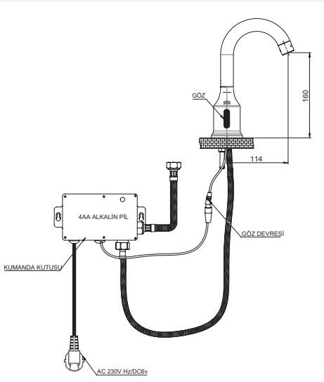 GPD Fotoselli Set Üstü Lavabo Bataryası (Tek Su Girişli) Krom Flb07-2 küçük görsel