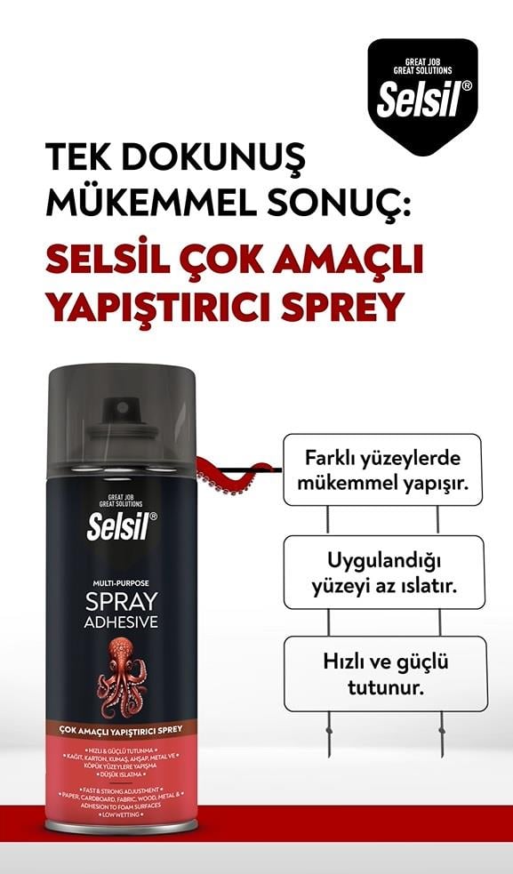 Selsil Çok Amaçlı Sprey Yapıştırıcı 400 Ml 45269 küçük görsel
