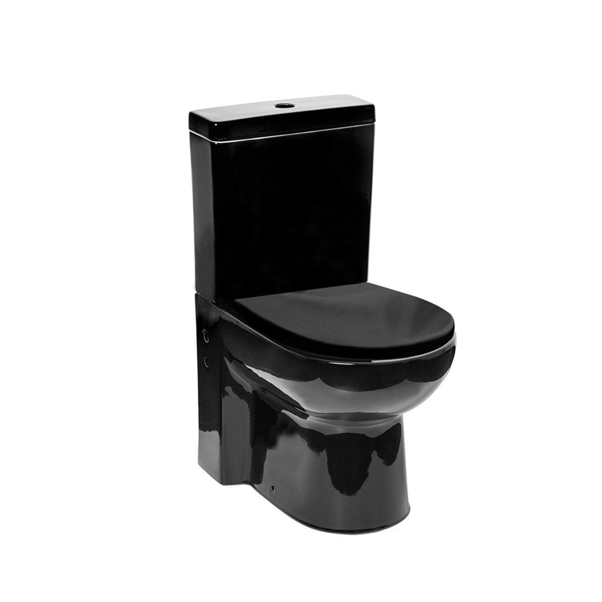 Newarc Modern Duvara Sıfır Siyah Klozet 3822B + Rezervuar + İç Takım + Modern Duroplast Siyah Kapak 7210B görseli