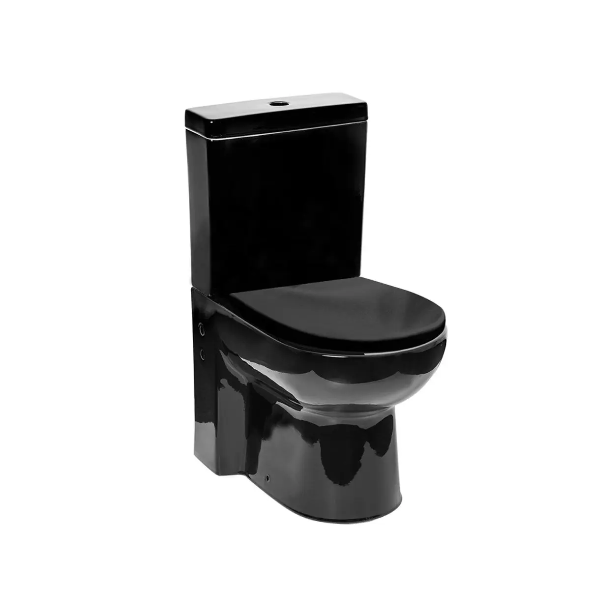 Newarc Modern Duvara Sıfır Siyah Klozet 3822B + Rezervuar + İç Takım + Modern Duroplast Siyah Kapak 7210B görseli