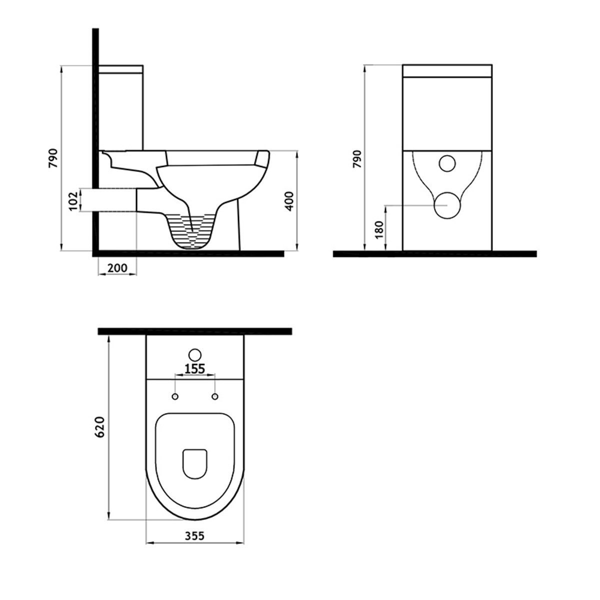 Newarc Modern Duvara Sıfır Siyah Klozet 3822B + Rezervuar + İç Takım + Modern Duroplast Siyah Kapak 7210B küçük görsel