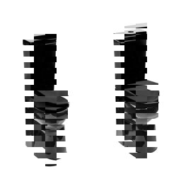 Newarc Modern Duvara Sıfır Siyah Klozet 3822B + Rezervuar + İç Takım + Modern Duroplast Siyah Kapak 7210B küçük görsel