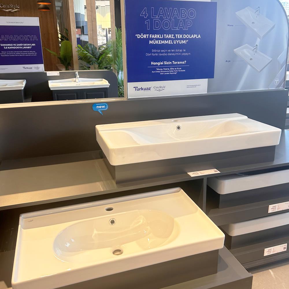 Turkuaz Cerastyle Arya Etajerli Lavabo 60X45Cm 043100-U küçük görsel