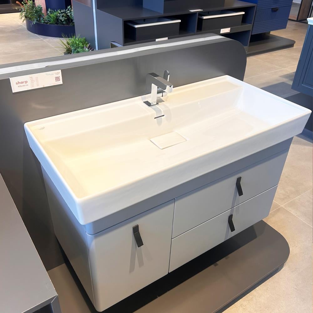 Turkuaz Cerastyle Sharp Etajerli Lavabo 100X48Cm 037500-U küçük görsel