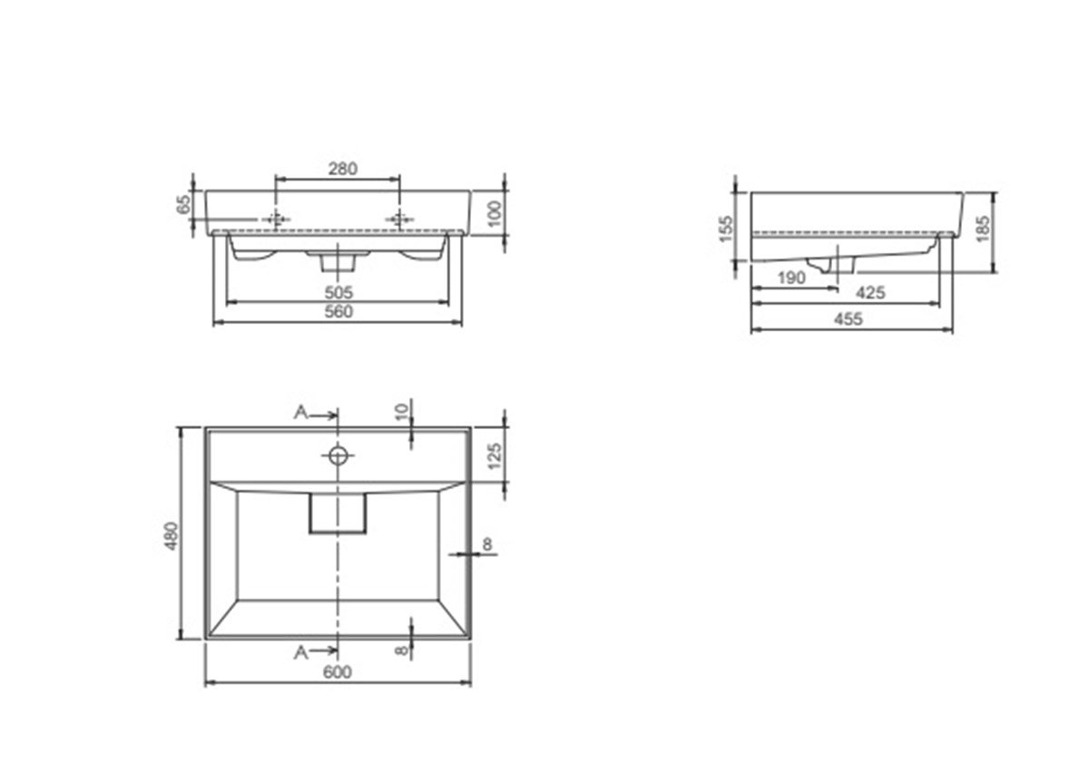 Turkuaz Cerastyle Sharp Etajerli Lavabo 60X48Cm 037100-U küçük görsel