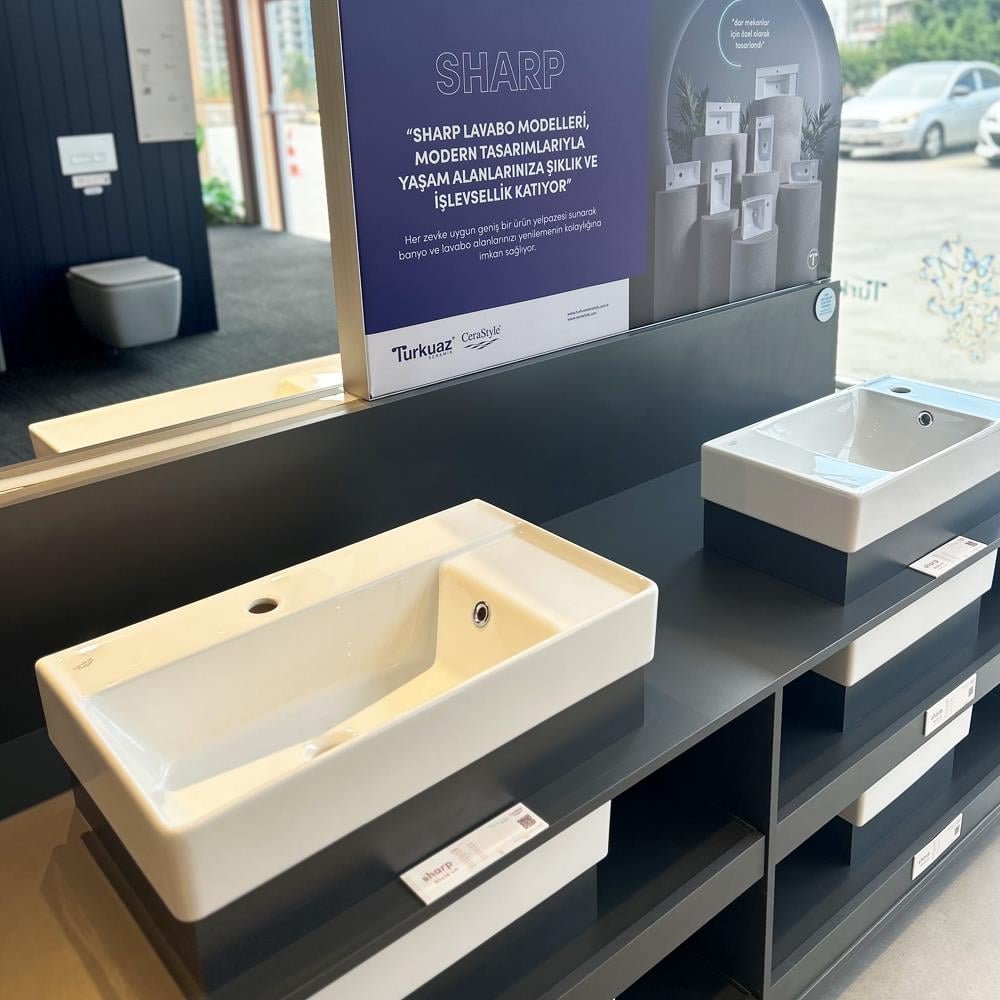 Turkuaz Cerastyle Sharp Etajerli Lavabo 60X48Cm 037100-U küçük görsel