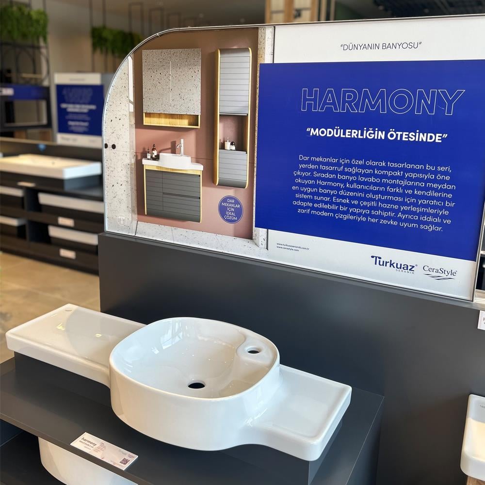 Turkuaz Cerastyle Harmony Etajerli Lavabo 100X37,5X26,4 Cm 044000-U (Soldan Hazneli) küçük görsel