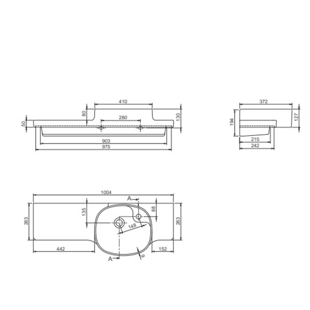 Turkuaz Cerastyle Harmony Etajerli Lavabo 100X37,5X26,4 Cm 044000-U (Soldan Hazneli) küçük görsel