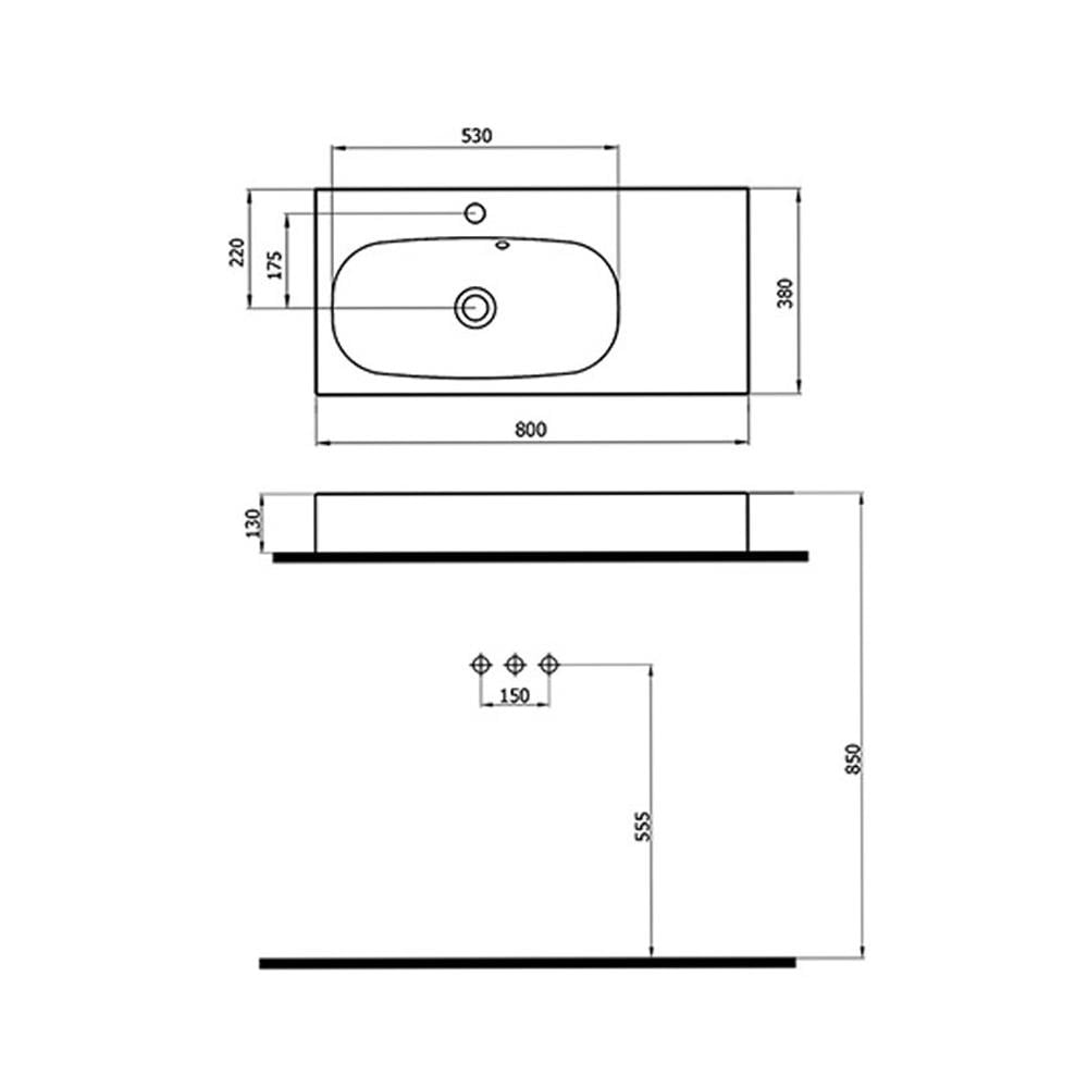 Newarc River Etajerli Lavabo Mat Siyah 80X38X13Cm 507080Mb küçük görsel