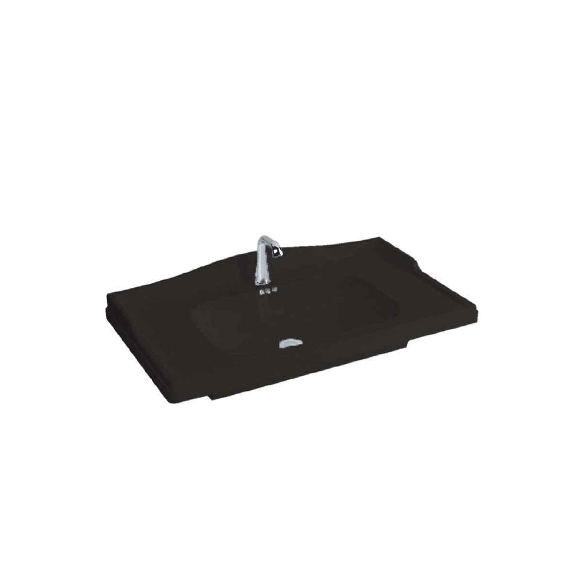 Newarc Elite Etajerli Tek Delikli Lavabo Parlak Siyah 80X46X8Cm 509080B görseli